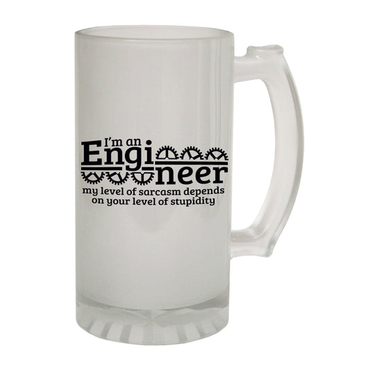 Engineer Level Sarcasm - Novelty Funny Frosted Stein - Gift Boxed