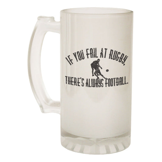 Fail At Rugby Football - Novelty Funny Frosted Stein - Gift Boxed