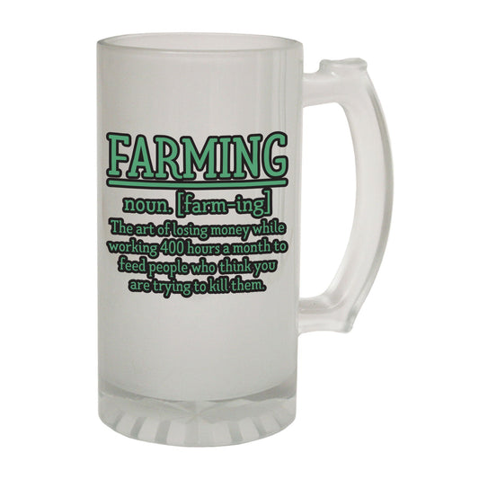 Farming Noun Farmer - Novelty Funny Frosted Stein - Gift Boxed