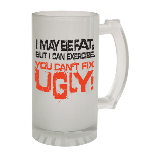 Fat Fix Ugly Training Gym - Novelty Funny Frosted Stein - Gift Boxed