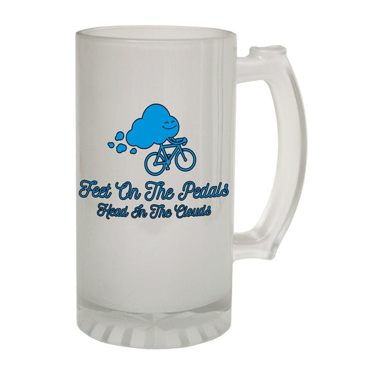Feet On Pedals Cycling - Novelty Funny Frosted Stein - Gift Boxed
