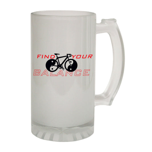 Find Balance Cycling Yin Yang - Novelty Funny Frosted Stein - Gift Boxed