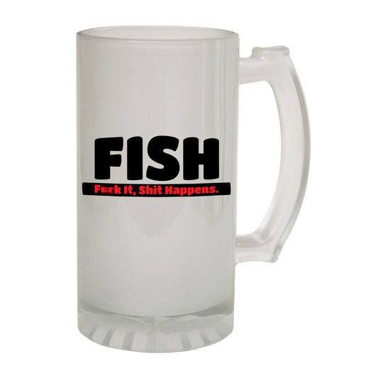 Fish Happens - Novelty Funny Frosted Stein - Gift Boxed