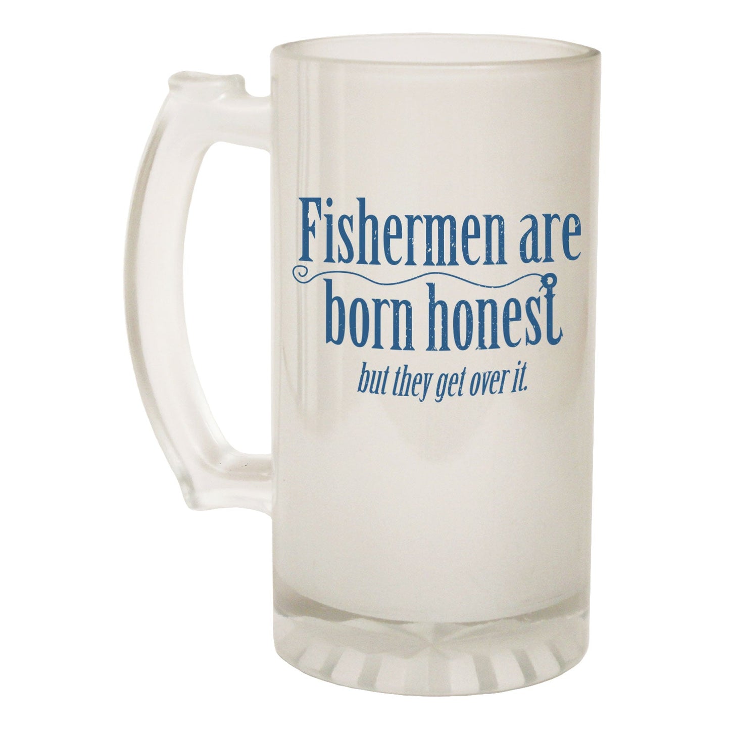 Fishermen Honest Fishing - Novelty Funny Frosted Stein - Gift Boxed