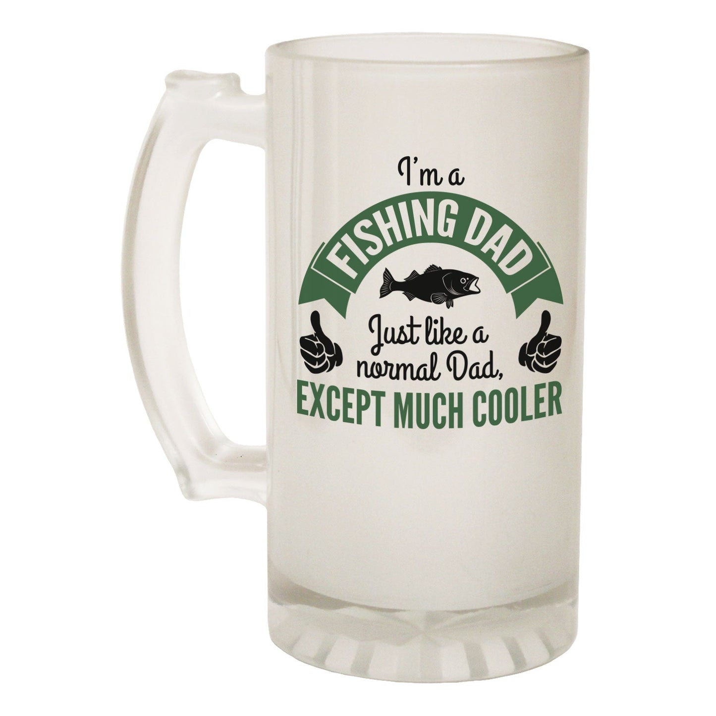 Fishing Dad Fish - Novelty Funny Frosted Stein - Gift Boxed