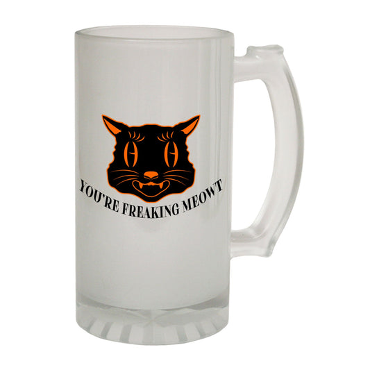 Freaking Meowt Halloween - Novelty Funny Frosted Stein - Gift Boxed