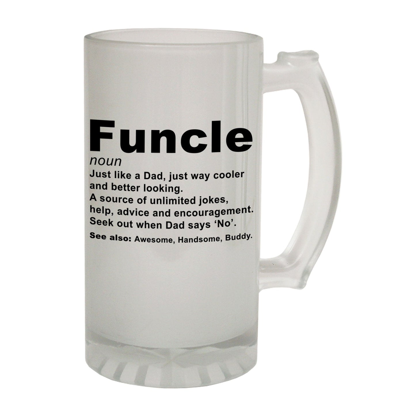 Funcle-Noun-Family - Novelty Funny Frosted Stein - Gift Boxed