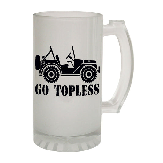 Go Topless Riding - Novelty Funny Frosted Stein - Gift Boxed