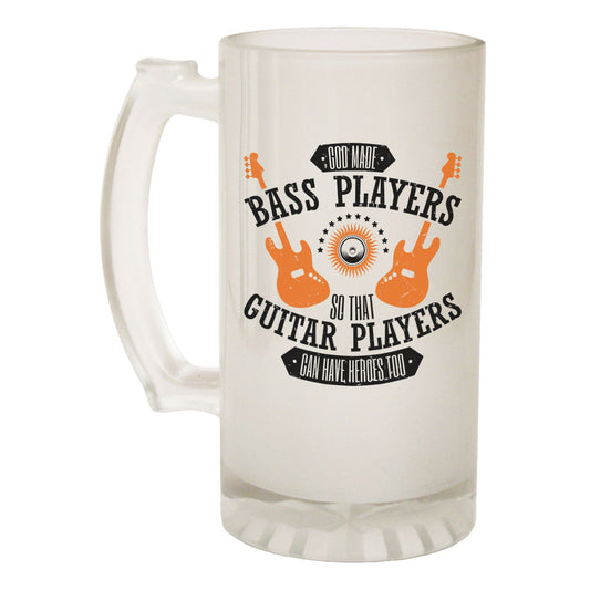 God Made Bass Players Band - Novelty Funny Frosted Stein - Gift Boxed