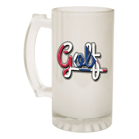 Golf Red Blue White - Novelty Funny Frosted Stein - Gift Boxed