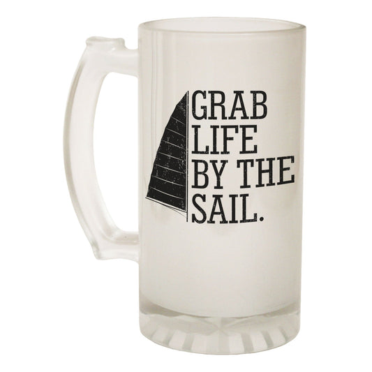 Grab Life By Sail - Novelty Funny Frosted Stein - Gift Boxed
