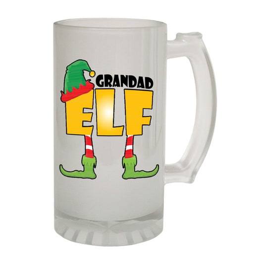 Grandad Elf Family - Novelty Funny Frosted Stein - Gift Boxed