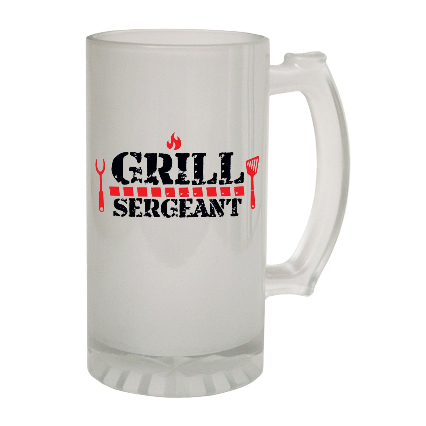 Grill Sergeant BBQ - Novelty Funny Frosted Stein - Gift Boxed