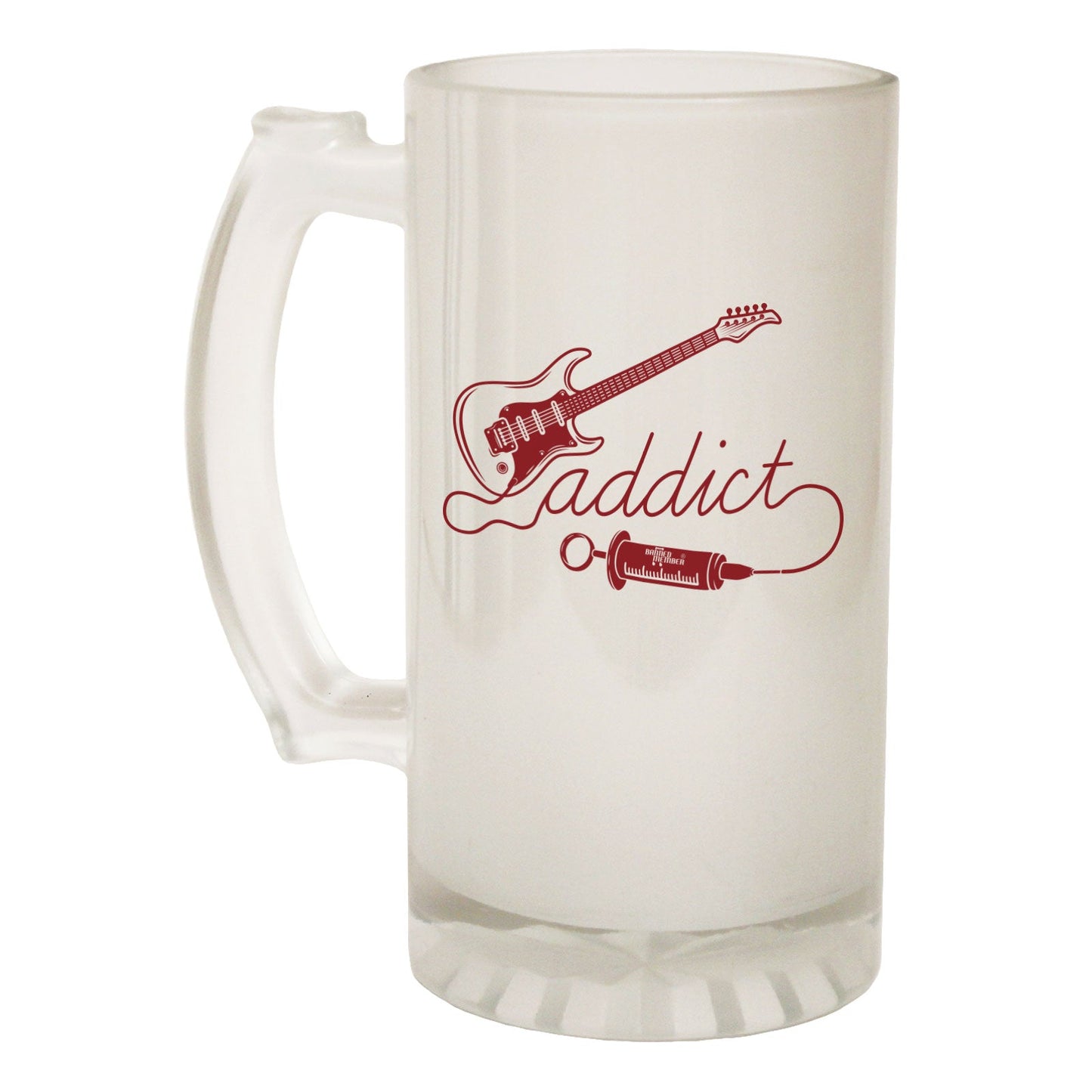 Guitar Addict Band - Novelty Funny Frosted Stein - Gift Boxed