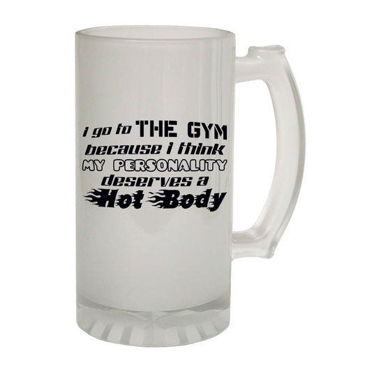 Gym Because Hot Personality Workout - Novelty Funny Frosted Stein - Gift Boxed