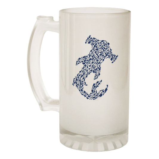Hammerhead Shark Scuba Diver - Novelty Funny Frosted Stein - Gift Boxed