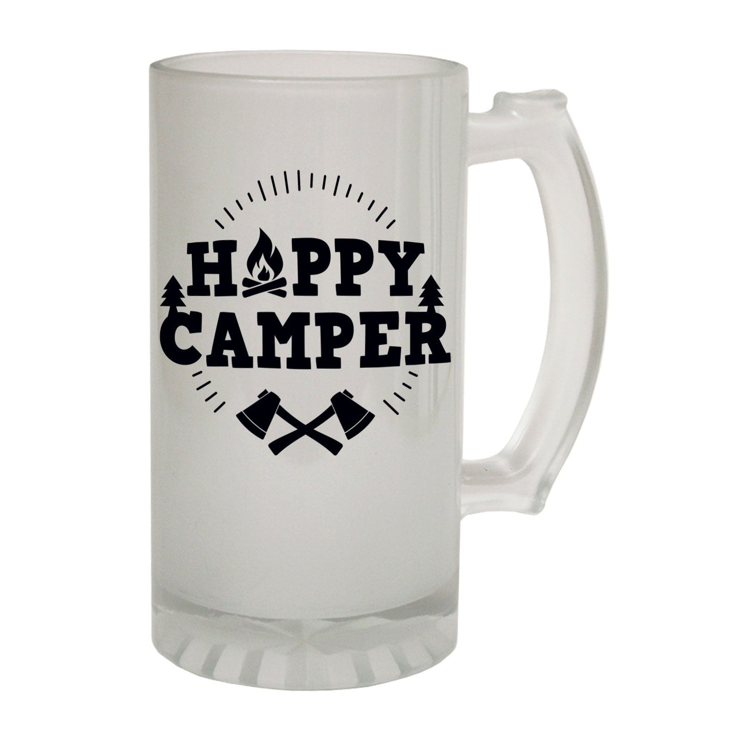 Happy Camper Camping - Novelty Funny Frosted Stein - Gift Boxed