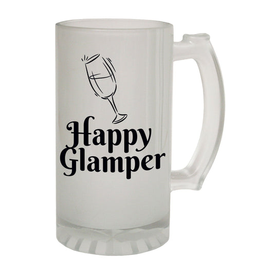 Happy Glamper Alcohol - Novelty Funny Frosted Stein - Gift Boxed