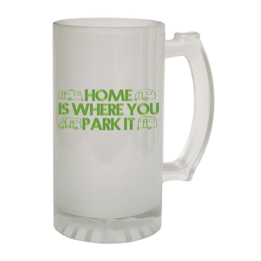 Home Park It Camper Van - Novelty Funny Frosted Stein - Gift Boxed