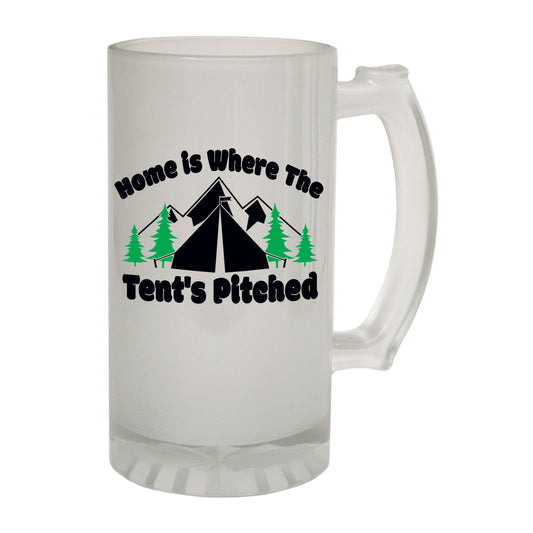 Home Where Tents Pitched Camp - Novelty Funny Frosted Stein - Gift Boxed