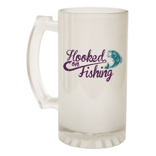Hooked On Fishing - Novelty Funny Frosted Stein - Gift Boxed