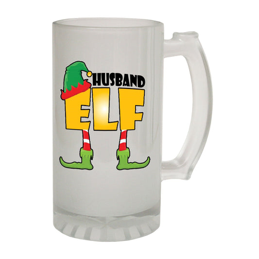 Husband Elf Family - Novelty Funny Frosted Stein - Gift Boxed