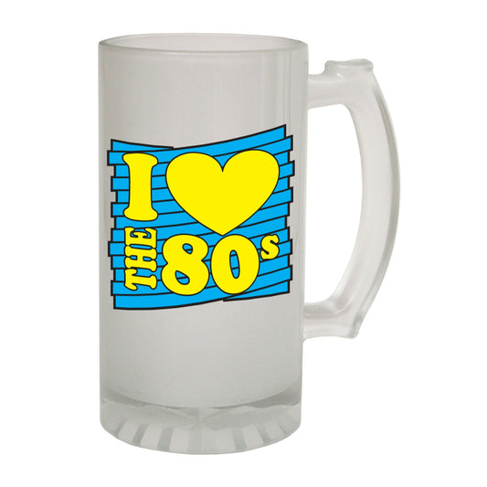 I Heart 80s Retro Old Skool - Novelty Funny Frosted Stein - Gift Boxed