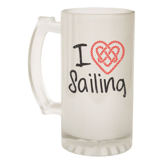 I Love Sailing Knot - Novelty Funny Frosted Stein - Gift Boxed