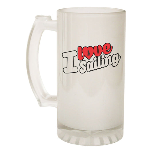 I Love Sailing Yacht - Novelty Funny Frosted Stein - Gift Boxed