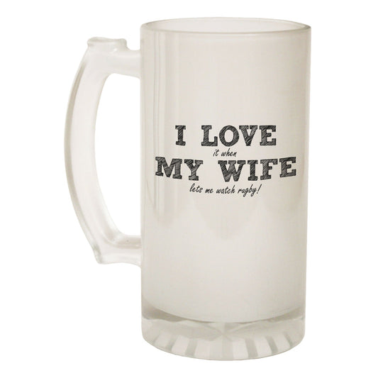 I Love Wife Rugby - Novelty Funny Frosted Stein - Gift Boxed