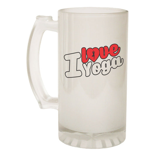 I Love Yoga Zen Om - Novelty Funny Frosted Stein - Gift Boxed