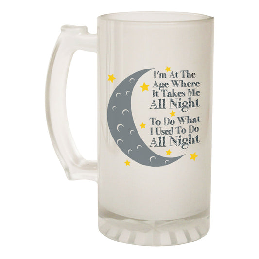 Im At Age Takes Me Old - Novelty Funny Frosted Stein - Gift Boxed