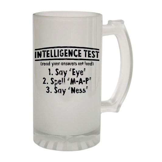 Intelligence Test Joke - Novelty Funny Frosted Stein - Gift Boxed