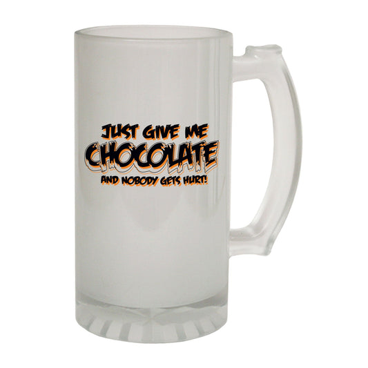 Just Give Chocolate Choc - Novelty Funny Frosted Stein - Gift Boxed