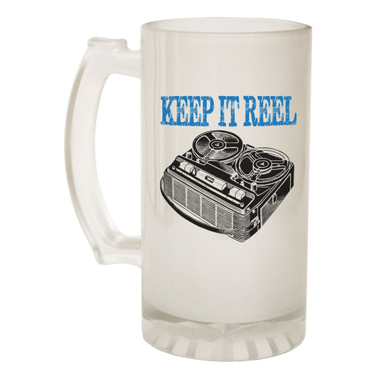 Keep It Reel Old Skool DJ - Novelty Funny Frosted Stein - Gift Boxed