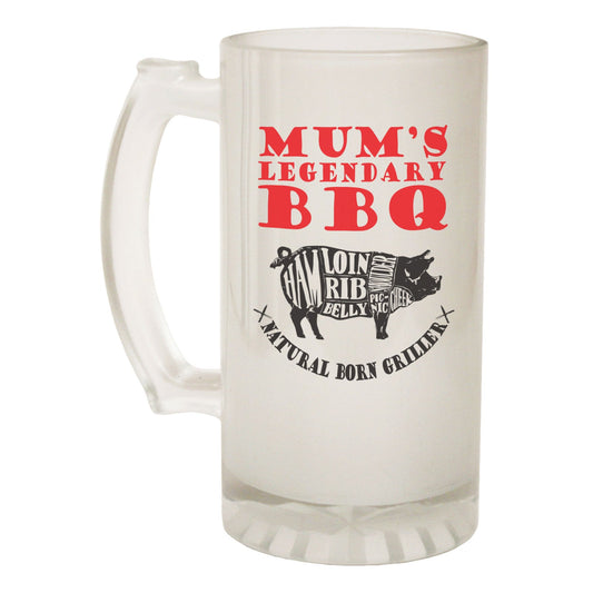 Legendary BBQ Mum Cook - Novelty Funny Frosted Stein - Gift Boxed
