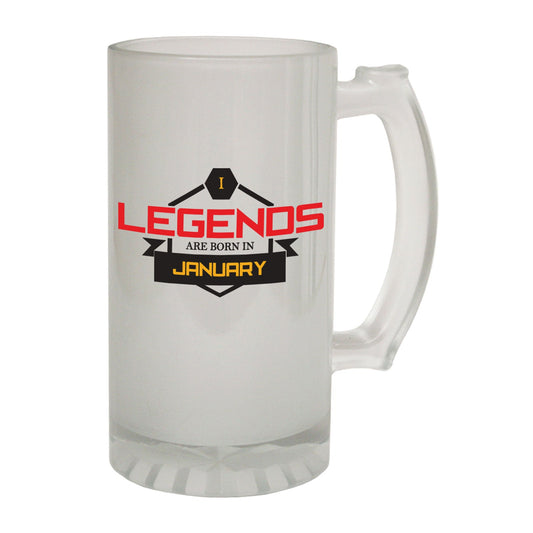 Legends Born January Age - Novelty Funny Frosted Stein - Gift Boxed