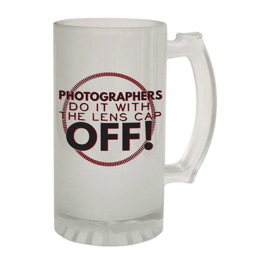 Lens Cap Off Photographer - Novelty Funny Frosted Stein - Gift Boxed