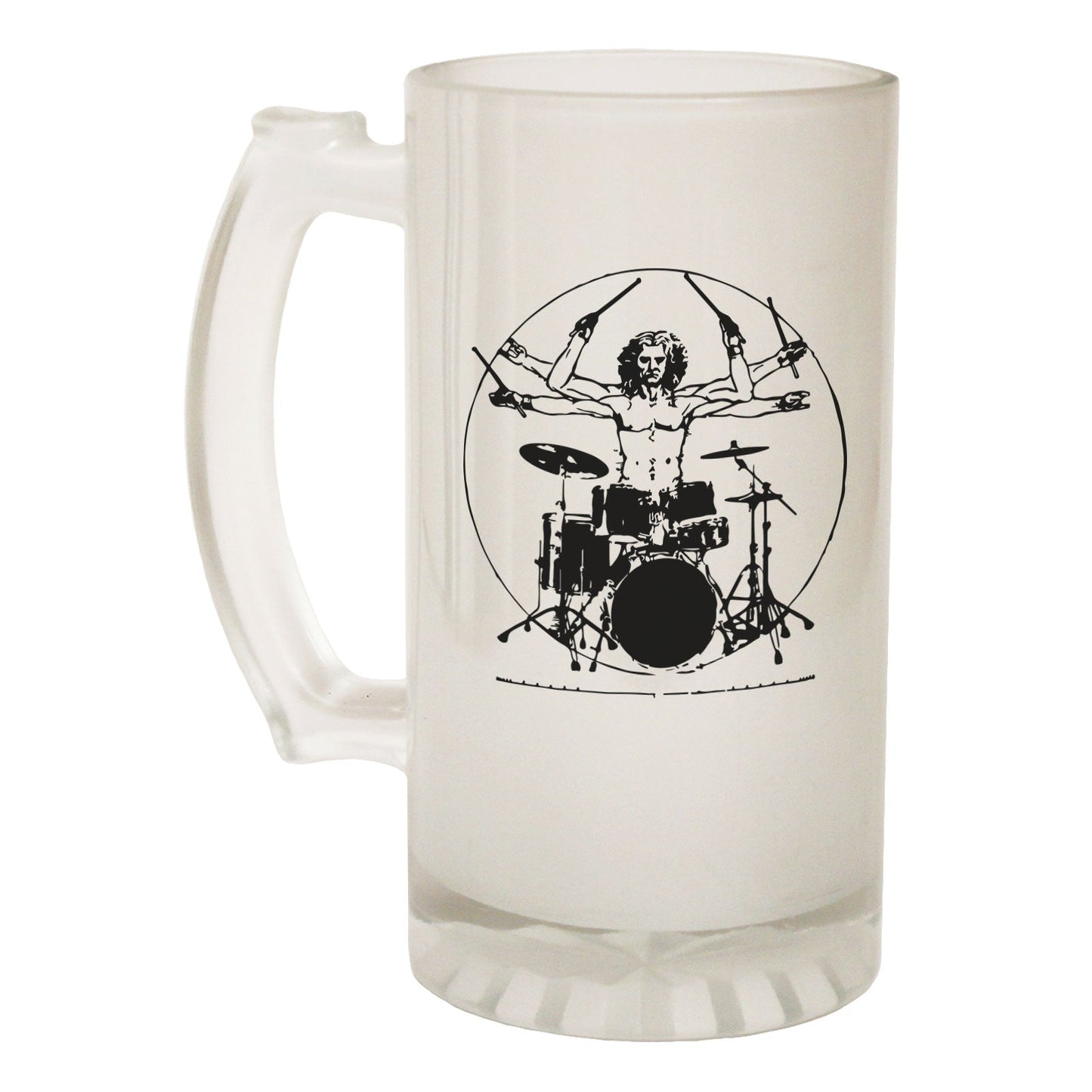 Leonardo Drummer Music - Novelty Funny Frosted Stein - Gift Boxed