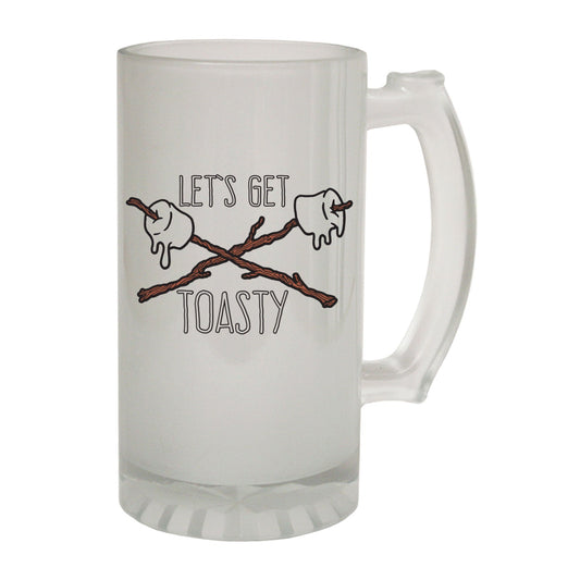 Lets Get Toasty Camping - Novelty Funny Frosted Stein - Gift Boxed