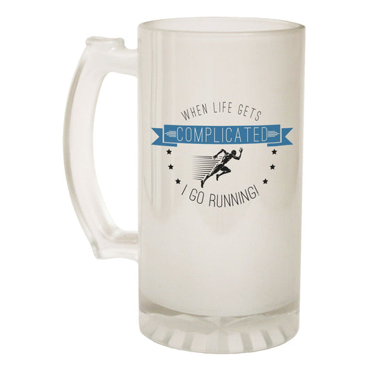 Life Complicated Running - Novelty Funny Frosted Stein - Gift Boxed