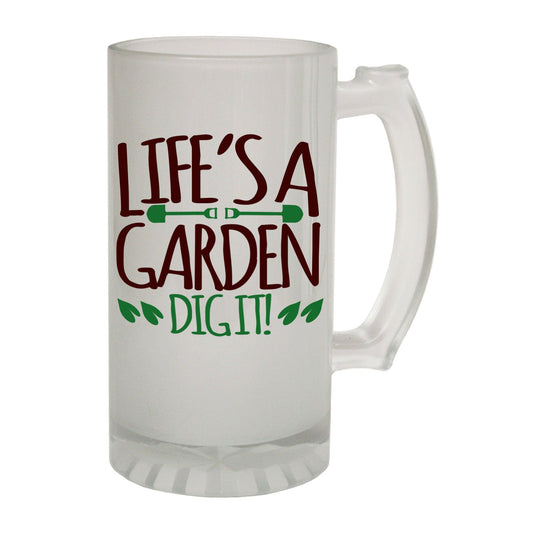 Lifes A Garden Gardener - Novelty Funny Frosted Stein - Gift Boxed