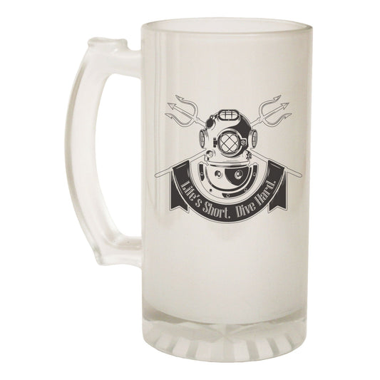Lifes Short Dive Hard Diving - Novelty Funny Frosted Stein - Gift Boxed