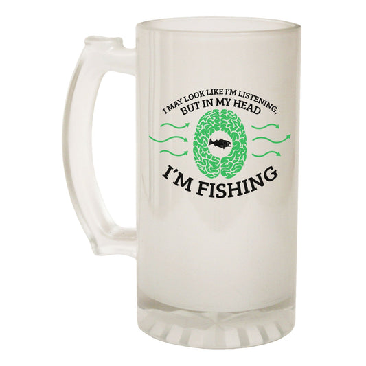 Look Listening Fishing - Novelty Funny Frosted Stein - Gift Boxed