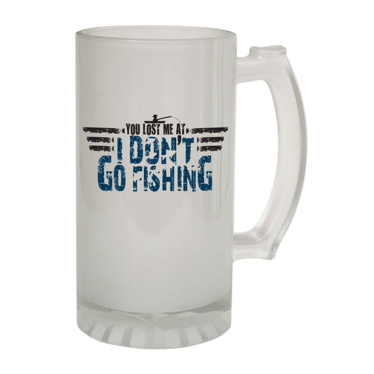 Lost Me Fishing Fisherman - Novelty Funny Frosted Stein - Gift Boxed