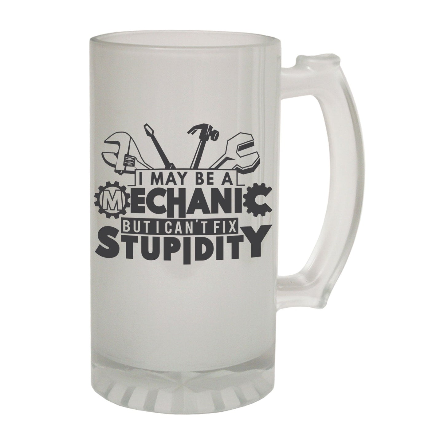 Mechanic Stupidity Repair - Novelty Funny Frosted Stein - Gift Boxed