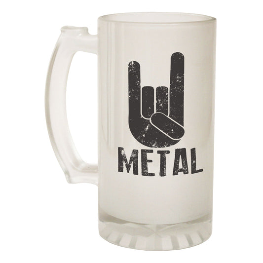 Metal Horns Rock Punk - Novelty Funny Frosted Stein - Gift Boxed