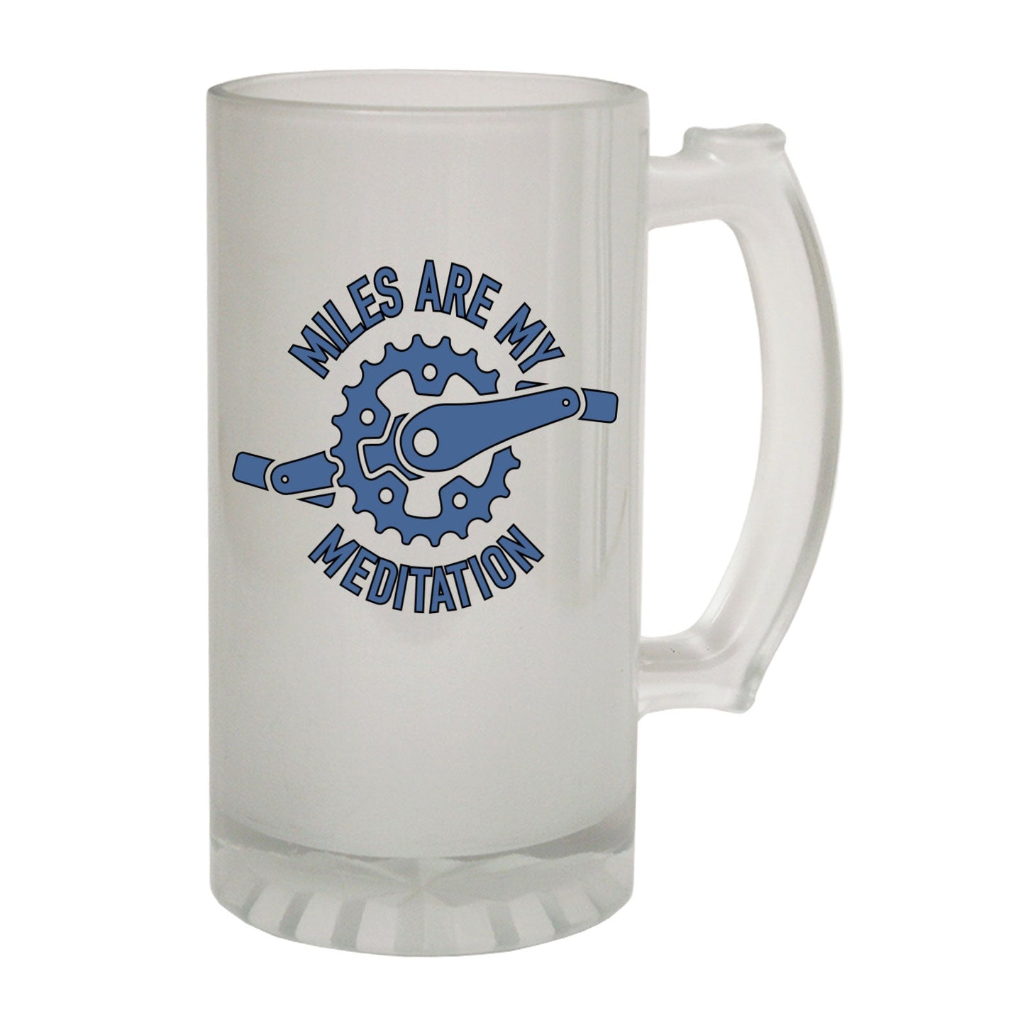 Miles Meditation Cycling - Novelty Funny Frosted Stein - Gift Boxed