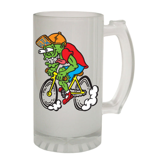 Monster Cycling - Novelty Funny Frosted Stein - Gift Boxed