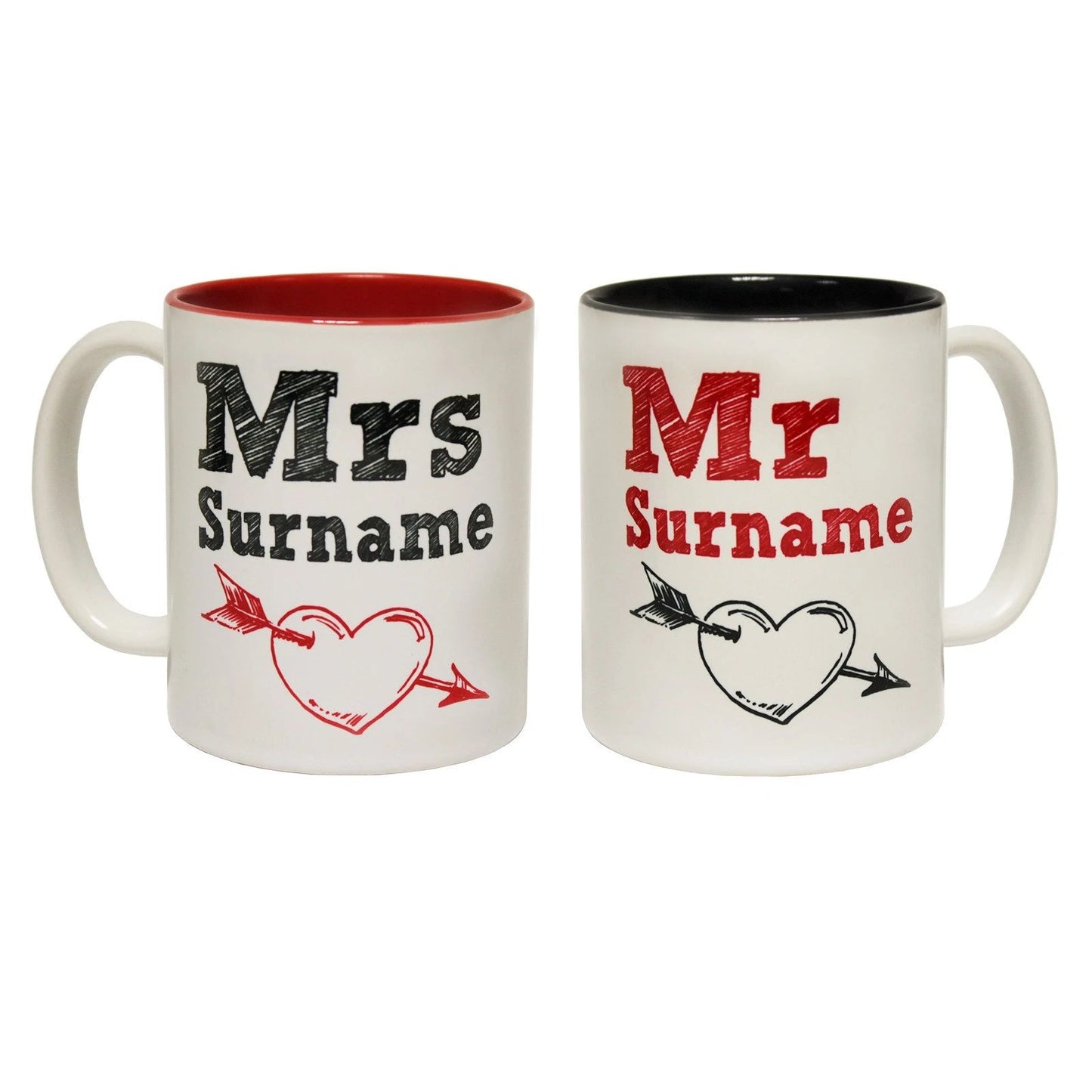Personalised Wedding Mr & Mrs Mug - Any Surname Anniversary Mugs and Gift Boxed